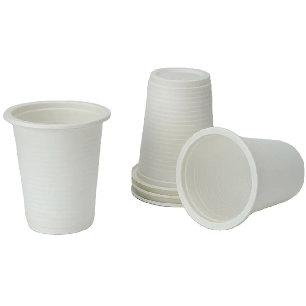 170ml 6oz logotipo personalizado Biodegradable Color blanco desechable taza de almidón de maíz para fiesta comida para llevar tazas de café de almidón de maíz