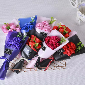 Küçük 5-Petal karanfil yapay çiçek buket sabun sevgililer anneler günü şükran için anne için simülasyon hediye gül