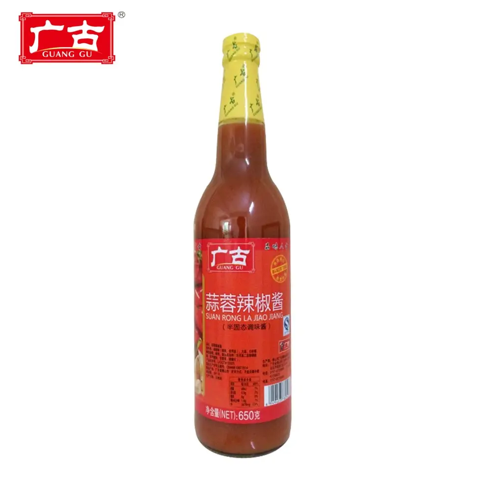 유리 병 포장 핫 소스 650 그램 Sriracha 칠리 소스 마늘