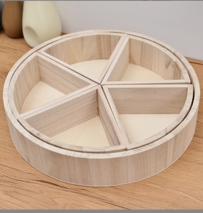 Unisex 30cm Wooden Sensory Bin Round Sorting Tinker Tray with 5 Removable <strong>Triangular</strong> Trays for Small Parts Storage