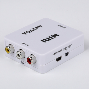1080P Rca Cvbs影音至Vga适配器Av2Vga视频转换器，带Usb电源电缆，用于计算机电视投影仪显示