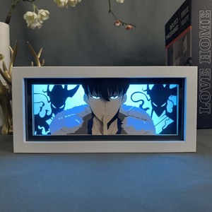 ミックスカスタム新アニメ3D夜の光漫画キャラクターチャヘインSung Jin Wooカーブペーパーランプウッドフレーム紙カットライトボックス