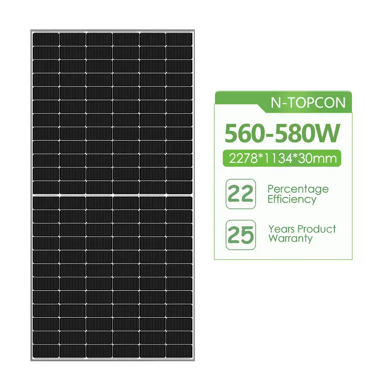 Thuisgebruik N-Type Mono Zonnepanelen 1000W Prijs 550W 565W 570W 580W Paneles Solares Installatie Kosten Paneles Solares Kit