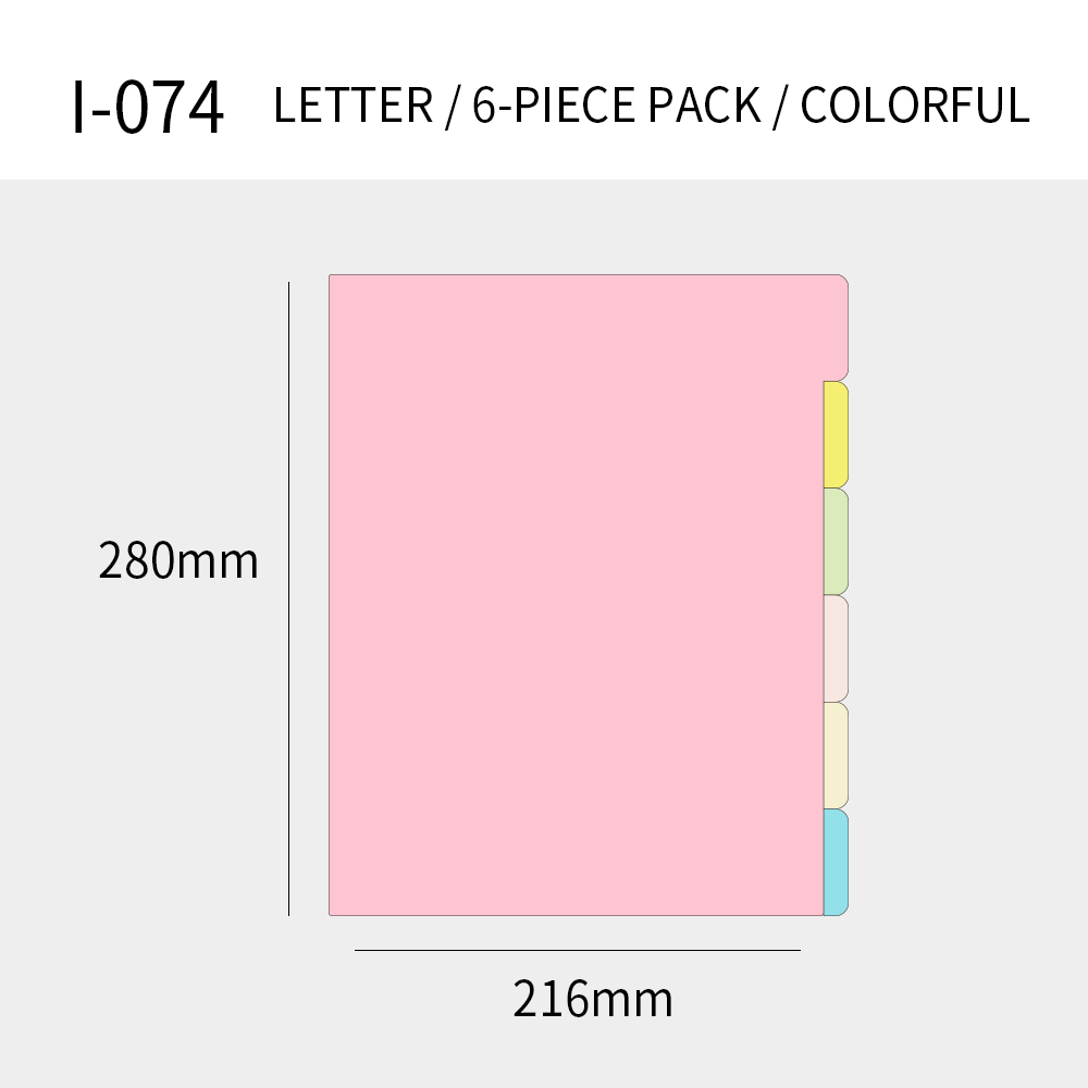 Letter Size Paper Index Colorful, 1-6