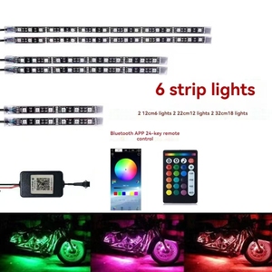 ไฟ LED 12ดวงหลากสี RGB 12ดวงกันน้ำชุดแถบไฟสร้างบรรยากาศภายนอกรถจักรยานยนต์12V ควบคุมผ่านแอปอัจฉริยะสภาพใหม่