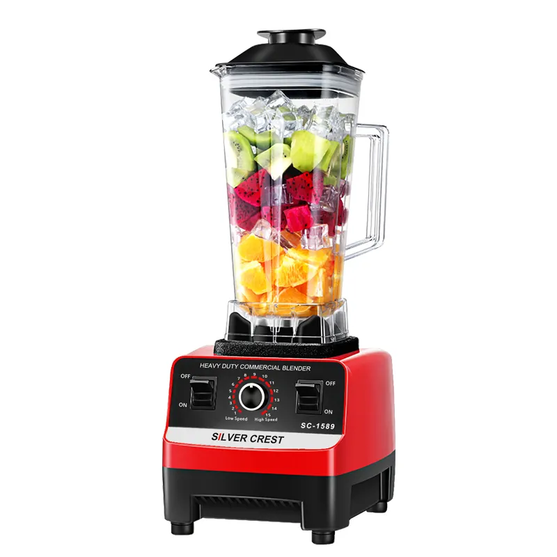 Gümüş Crest Blender 4500W 2L büyük kapasiteli ticari mikser öğütücü ile ağır makine taşınabilir buz Smoothie karıştırıcılar