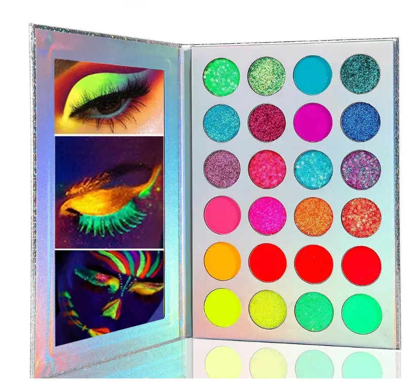 Imagic — Palette de maquillage à haute pigmentation, couleurs, brillent dans le noir, ombre à paupières néon, phosphorescente, UV, 24 couleurs