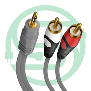 สายสัญญาณเสียงชุบทอง3ม. 3.5มม. ถึง2RCA ยาว3ม. สำหรับใช้ในบ้านสำหรับโทรศัพท์คอมพิวเตอร์จอมอนิเตอร์เครื่องเล่นดีวีดีไมโครโฟน