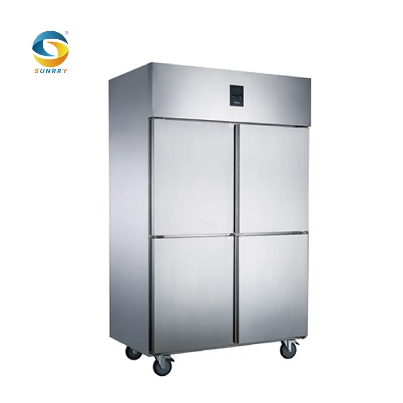 Vertical comercial ereto 4 portas congeladas refrigeradores do alimento refrigerador e quatro industriais do congelador do refrigerador