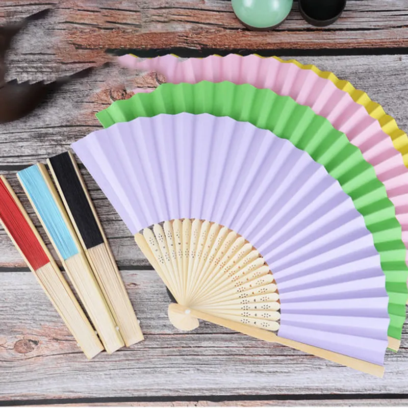 Promosyon özel tasarım baskılı büyük katlanır hediye iş halk el yapımı OEM özelleştirilmiş el Fan bambu Fan