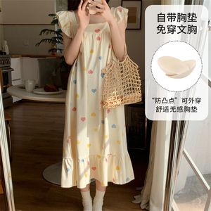Hot Sale Summer Cotton Nightdress New Women's Pajamas Sweet and Cute <strong>love</strong> Printed Home Clothes Sleepwear Dress