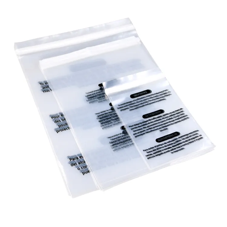 명확한 폴리 우편물 질식 경고 폴리 메일 링 가방 의류 셔츠 의류 벌채 양말 속옷 포장 플라스틱