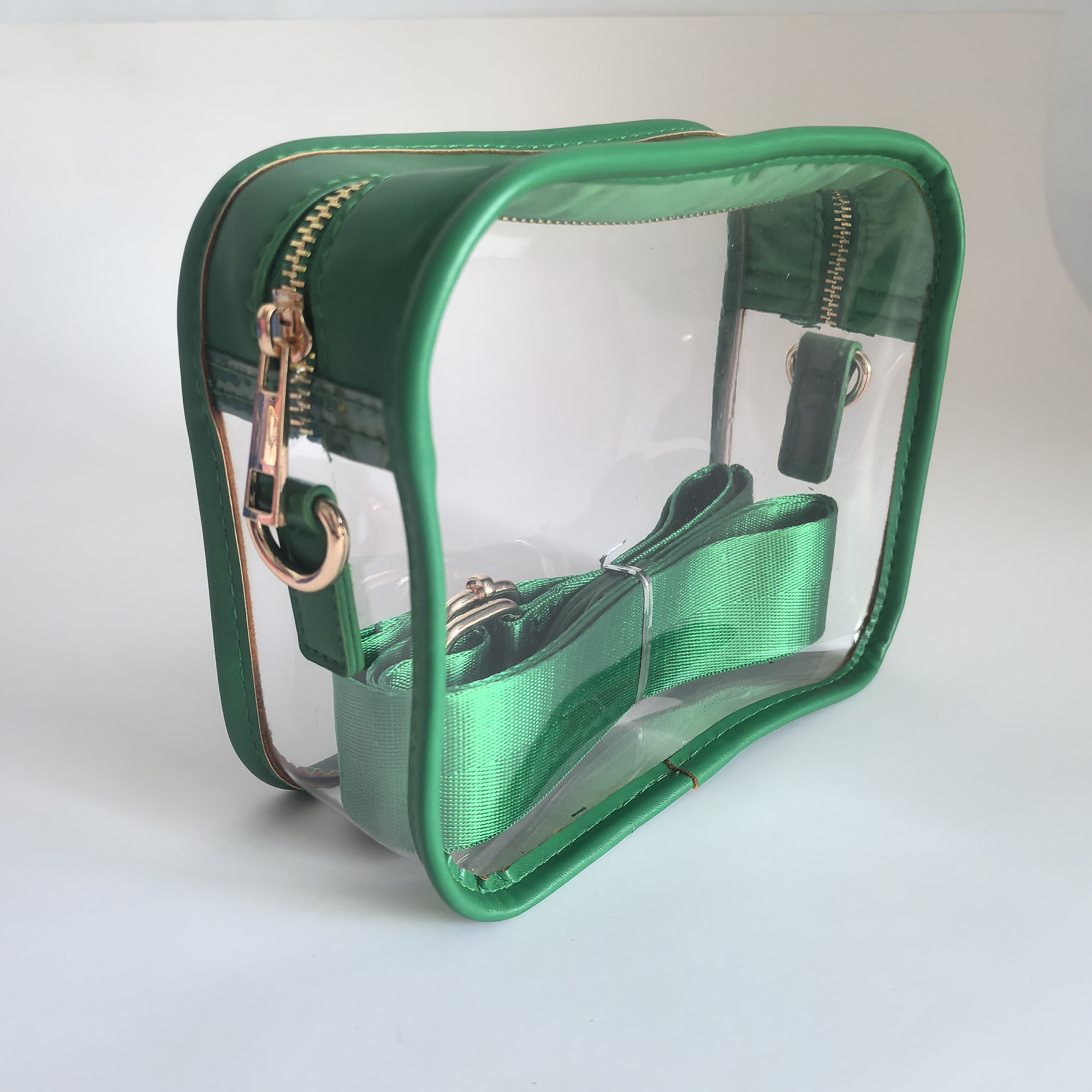 grass green pvc transparent crossbody bag