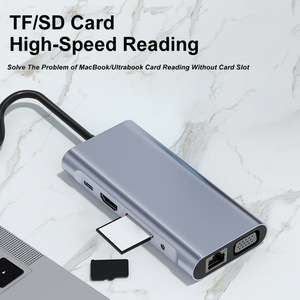 Adattatore Hub 11-in-1 USB Type-C per HDMI VGA RJ45 SD TF per MacBook per Dell XPS per HP per Lenovo ThinkPad doual Docking Station - Product Image 3