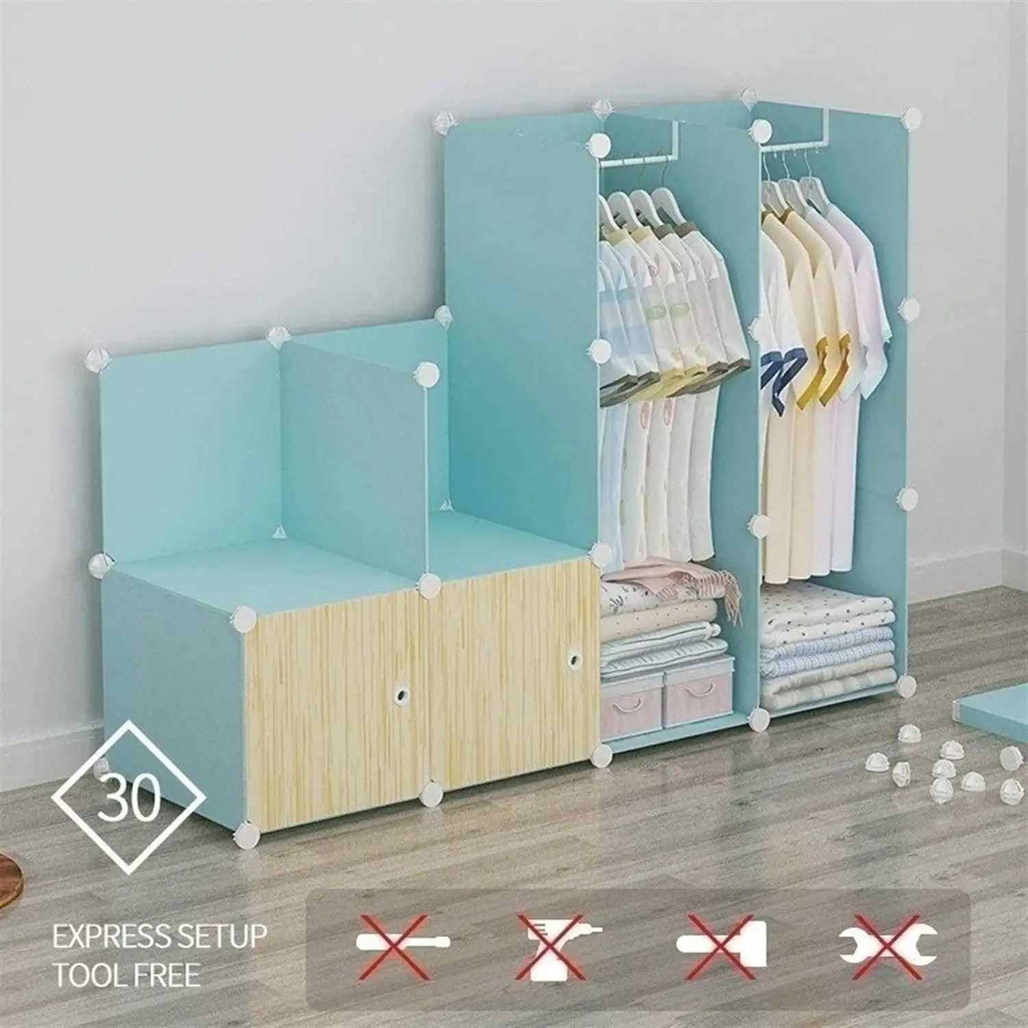 DIY cartoon kids wardrobe child hanging clothes wardrobe self combine simple cabinet bedroom storage box