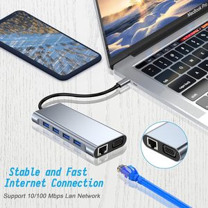 <strong>USB</strong> <strong>C</strong> Hub Multiport <strong>Adapter</strong> 8 in 1 <strong>USB</strong> <strong>C</strong> to 3.5mm Audio Ethernet 4K HDMI VGA Power Delivery SD Card Reader - Product Image 5