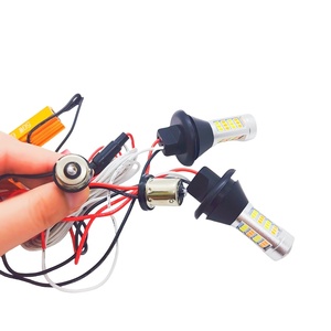 หลอดไฟ LED CANbus 1156 PY21W BAU15S W21W P21W LED ไม่มีข้อผิดพลาดสัญญาณไฟเลี้ยว DRL คู่สีขาวสีเหลืองอำพัน5630 20SMD - Product Image 2