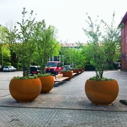 Maceta de acero Corten Keenhai grande y duradera para jardín al aire libre y decoración del hogar para hoteles y centros comerciales