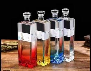 定制设计750毫升方形玻璃酒瓶白酒饮酒玻璃瓶