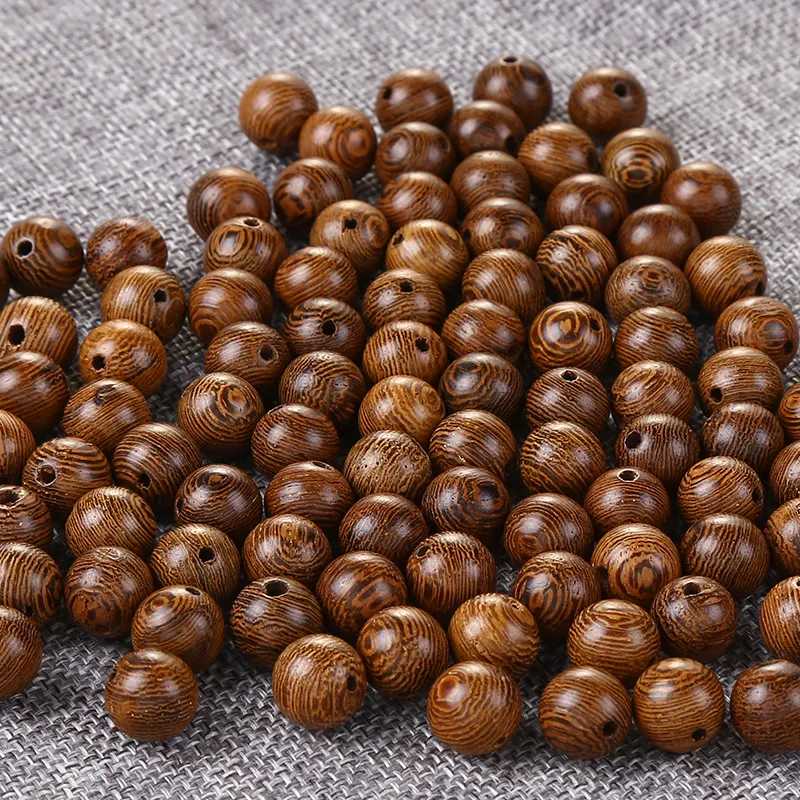 Perline di legno per artigianato 6mm 8mm 10mm 12mm perline sfuse per bracciali collana gioielli che fanno perline rotonde naturali marrone scuro