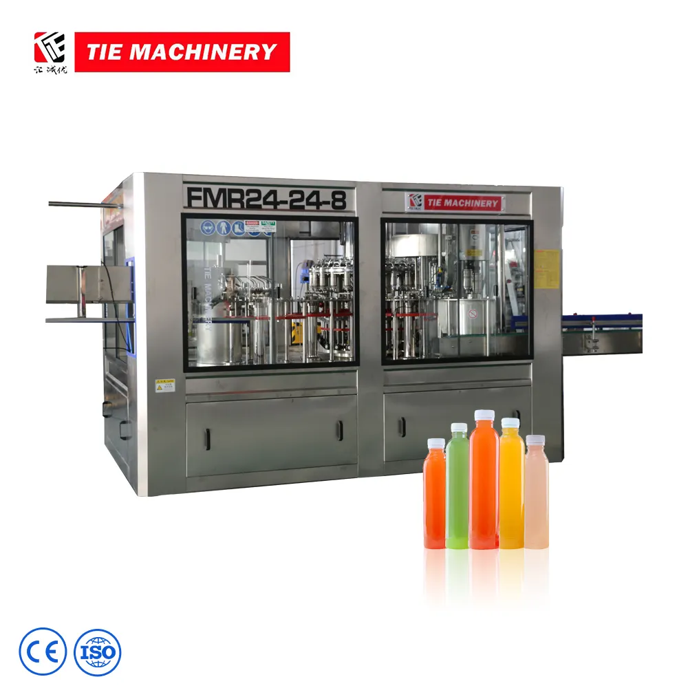 10000-12000BPH Máquina automática de embalagem e enchimento de suco de frutas para garrafas de fábrica de bebidas de potência de longa vida útil 4.2kw