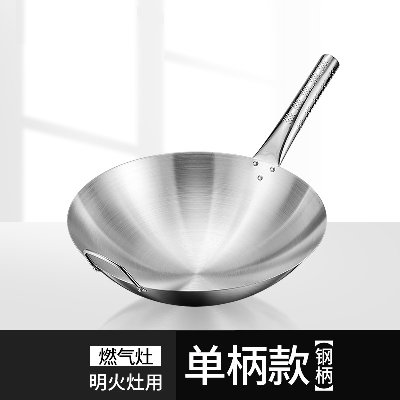 Steel single-handle wok with handle