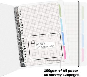 Cuadrícula de papel A5 personalizada, cubierta transparente para cuaderno con carpeta de hojas sueltas, separador de notas, 2 uds. - Product Image 2