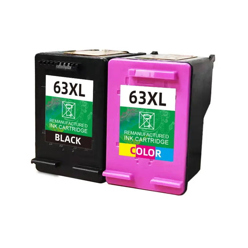 Hicor 63XL 63 XL noir cartouche d'encre à jet d'encre couleur remanufacturée pour HP63 pour imprimante HP DESKJET 1112 2132 2131 3630