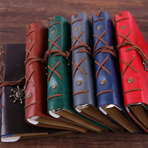 Retro Traveler's <strong>Notebook</strong> and Journal Diary Planner Note Book PU Leather Pirate Anchors Spiral Journal <strong>Notebooks</strong> Stationery Gift - Product Image 3