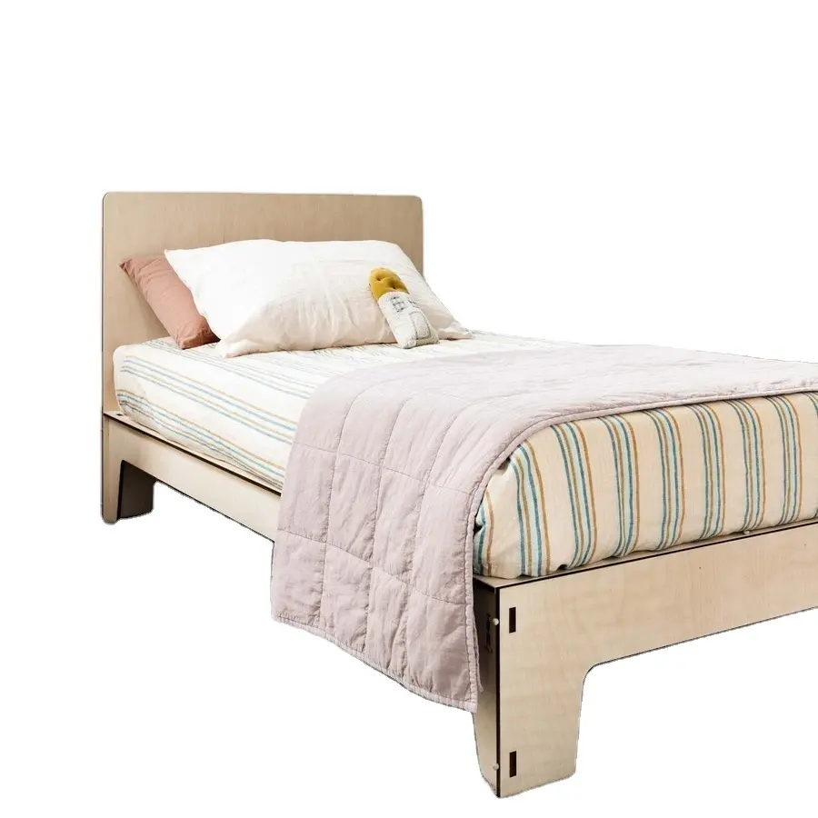 Matelas Queen Size en bois, design moderne, facile à assembler, base de chambre d'hôtel, meuble de lit