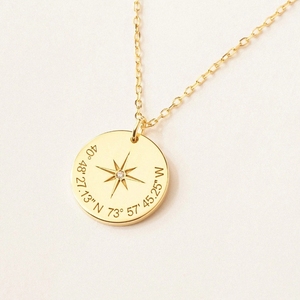 Thép Không Gỉ Tùy Chỉnh Món Quà Tốt Nghiệp Cá Nhân La Bàn Phối Hợp Vòng Cổ Với Zircon Có Ý Nghĩa Của Mẹ Món Quà Ngày - Product Image 1