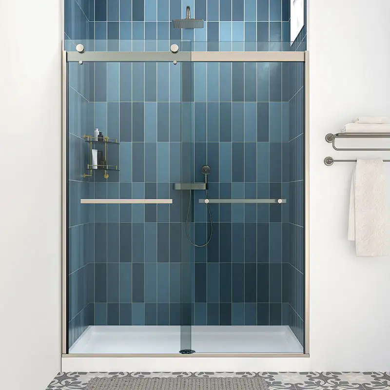Aluminum Shower Doors Hotel Villa Tempered Glass Bypass Shower Door Glass Sliding Bathroom