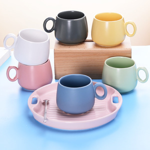 GZYSL Factory Custom logo Matte Frosted Colorful Colors Ceramic Coffee &amp; Tea <strong>Cup</strong>&amp;Saucer 250ml Espresso <strong>Cup</strong> Used for Office Home - Product Image 3