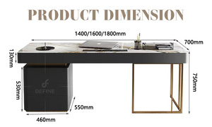 Forma Rectangular Metal Pierna Piedra Blanca Moderna Ceo Oficina Computadora Mesa Escritorio de oficina con almacenamiento - Product Image 4