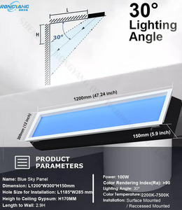Casa inteligente dormitorio tragaluz artificial LED techo virtual Tuya Alexa sistema incrustado cuadrado azul cielo Luz - Product Image 6