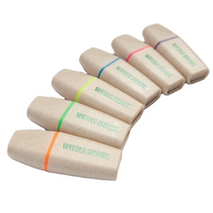 Material de paja de trigo Resaltador Pluma Cincel Resaltador Marcador Set Colores fluorescentes surtidos