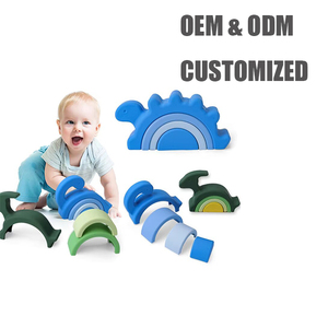 Yumuşak silikon DIY dinozor istifleyici eğitici oyuncak 2-4 yıl için blok yapı yuvalama bulmaca hayvan tema ile - Product Image 1