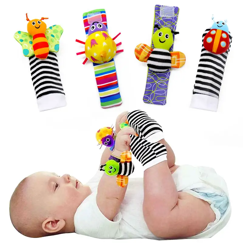 Babyspielzeug gefüllte Tier-Baby-Rassel-Socken Klanghandschall-Rassel Säugling Neugeborenen-Spielzeug Geräusche Rassel-Spielzeug für Babys