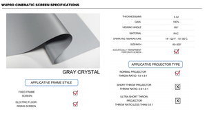 Cinema-Level Wupro Pantalla de proyección de cristal gris PET suave de 100 pulgadas 4K UHD Efecto 3D Pantalla de proyector de marco fijo para cine en casa - Product Image 4