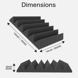 Jber 24 gói 5x30x30 cm 2-inch dày tự dính Acoustic tường paddings âm thanh bằng chứng tấm xốp âm thanh màu đen nhà văn phòng Studio - Product Image 3