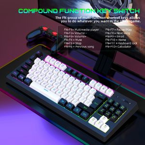 Mini Teclado mecánico ultracompacto retroiluminado Rgb, teclado para juegos con cable, impermeable, pequeño, compacto, 87 interruptores de teclado - Product Image 6