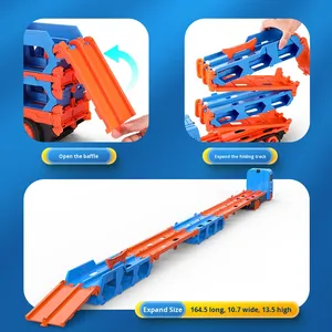 लोकप्रिय 2-इन-1 मल्टीफंक्शनल मिश्र धातु भंडारण ट्रक ट्रॉली कैटापुल्ट डिफोर्डेबल फोल्डिंग रेल कार खिलौना - Product Image 4