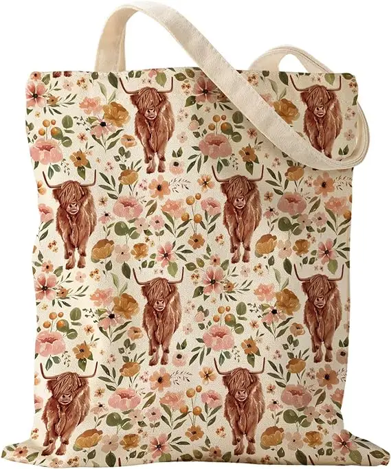 Sac fourre-tout en toile esthétique recyclé sac à main pour femmes filles cadeau sac décontracté réutilisable pour le travail shopping voyage sac fourre-tout personnalisé