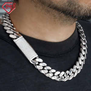 10K altın mozanit küba zincir Hip Hop özel düz buzlu Out 16MM düz zincir küba Link zinciri - Product Image 2