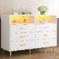 Nội THẤT PHÒNG NGỦ 6 ngăn kéo tủ quần áo bằng gỗ màu trắng với Miroir LED ngực của tủ bàn đặt - Product Image 2