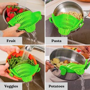 <strong>Strain</strong> <strong>Pot</strong> Strainer and Pasta Strainer - Adjustable Silicone Clip on Strainer for <strong>Pots</strong>, Pans, and Bowls - Lime Green - Product Image 4