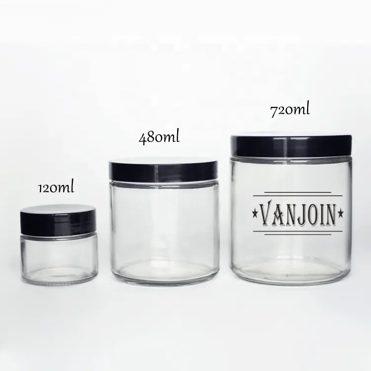 500ml Vazio frasco de vidro de mel claro jarra de vidro de armazenamento de alimentos com tampa de plástico