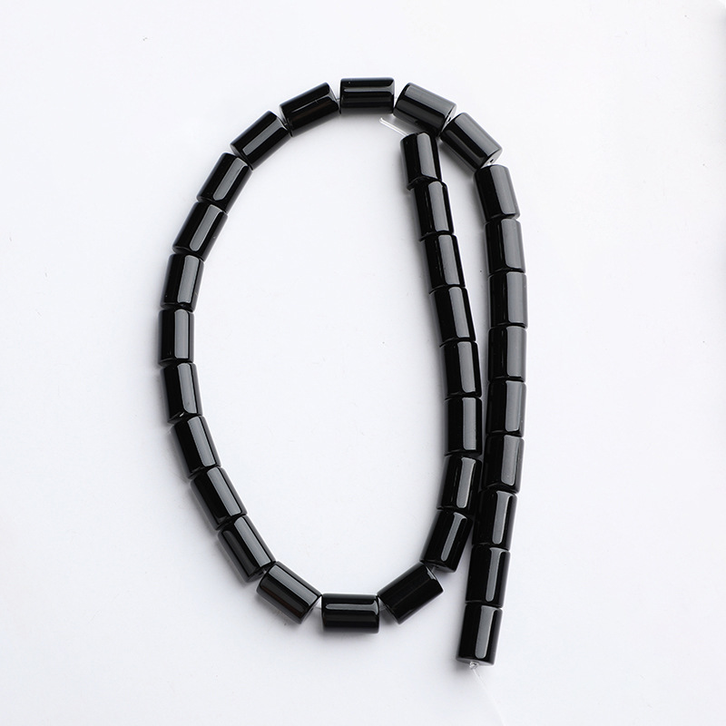 Black onyx tube beads approx. 8x12mm