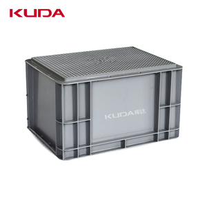 Kuda Heavy Duty Logistics Storage Stack Nest Turnover Tote Bins Caja móvil de plástico con tapa 80L Rectángulo Caja grande de pared sólida - Product Image 2