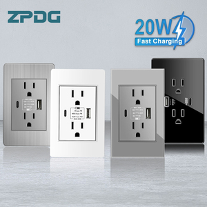 เต้าเสียบที่ทันสมัยพร้อม USB และ Type C 20W ที่ชาร์จแบบเร็วสวิตช์ปลั๊กไฟแบบอเมริกันที่บ้านที่ชาร์จเร็วปลั๊กไฟติดผนังปลั๊กคู่ - Product Image 4